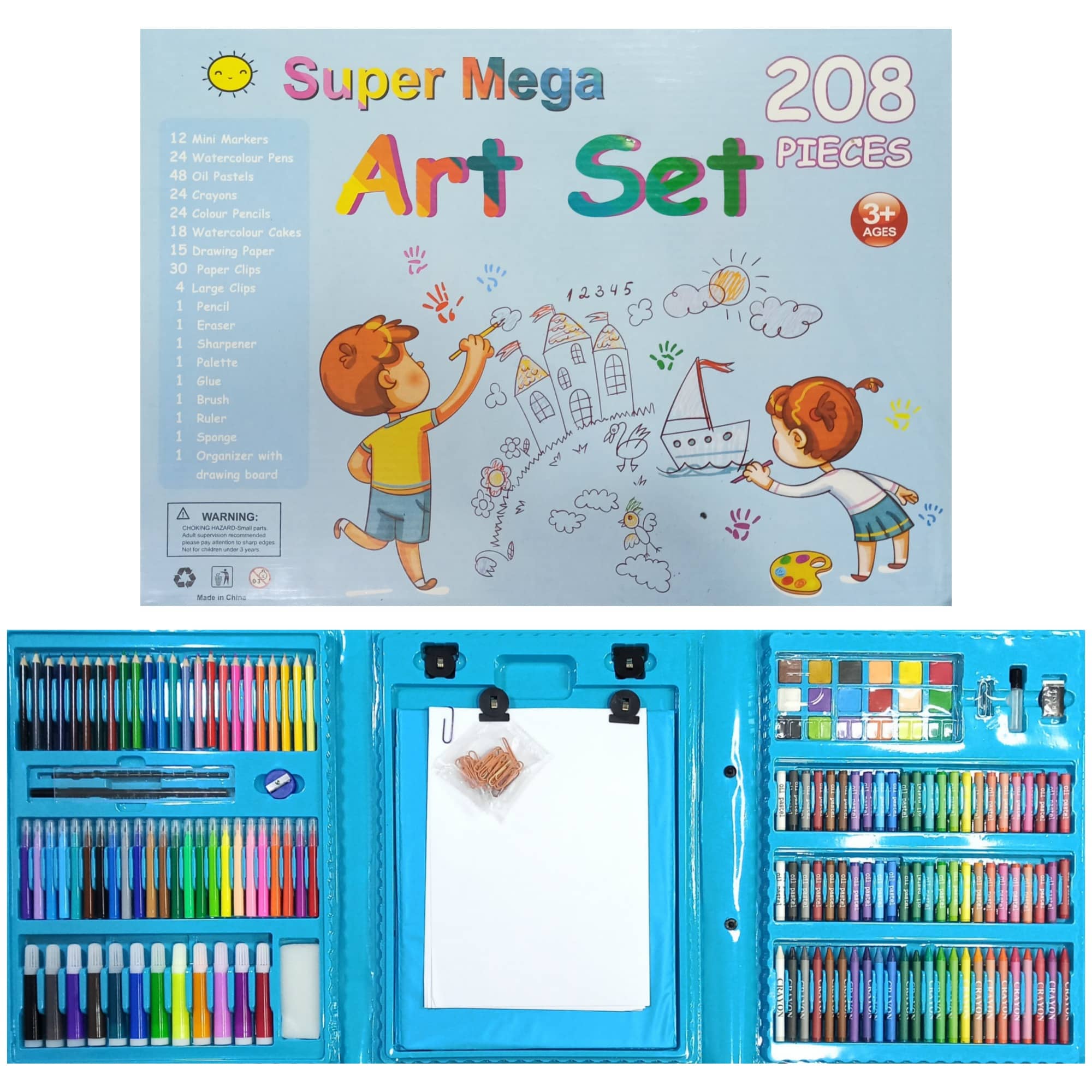 Set de Arte para niños - Colores y Pinturas - 208 Piezas