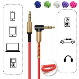 Cable de Audio Auxiliar Jack 3.5mm – Doble Plug Spring